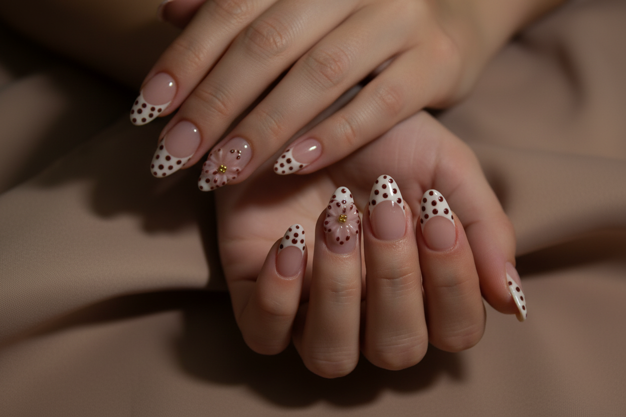 Polka Dot Press-On Nails on Hands