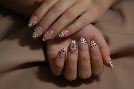 Polka Dot Press-On Nails on Hands